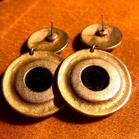 1970s chunky prism lucite dangle earrings. Great old patina. - Picture 3 of 4